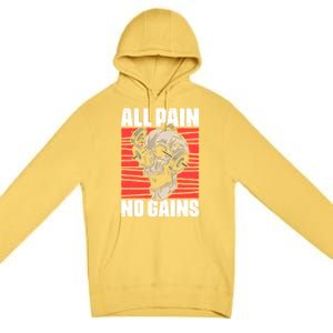 All Pain No Gains Fitness Gym Slogans For Bodybuilders Cute Gift Premium Pullover Hoodie