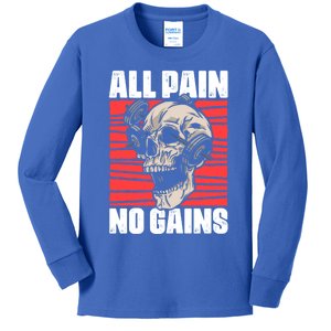 All Pain No Gains Fitness Gym Slogans For Bodybuilders Cute Gift Kids Long Sleeve Shirt