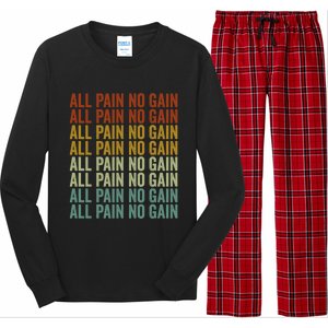 All Pain No Gain Training Powerlifting Gym Fitness Exercise Gift Long Sleeve Pajama Set