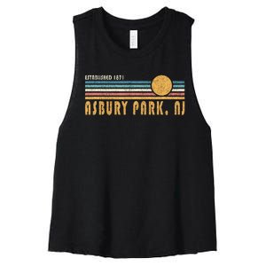 Asbury Park Nj Souvenir New Jersey Vacation Memorabilia Women's Racerback Cropped Tank