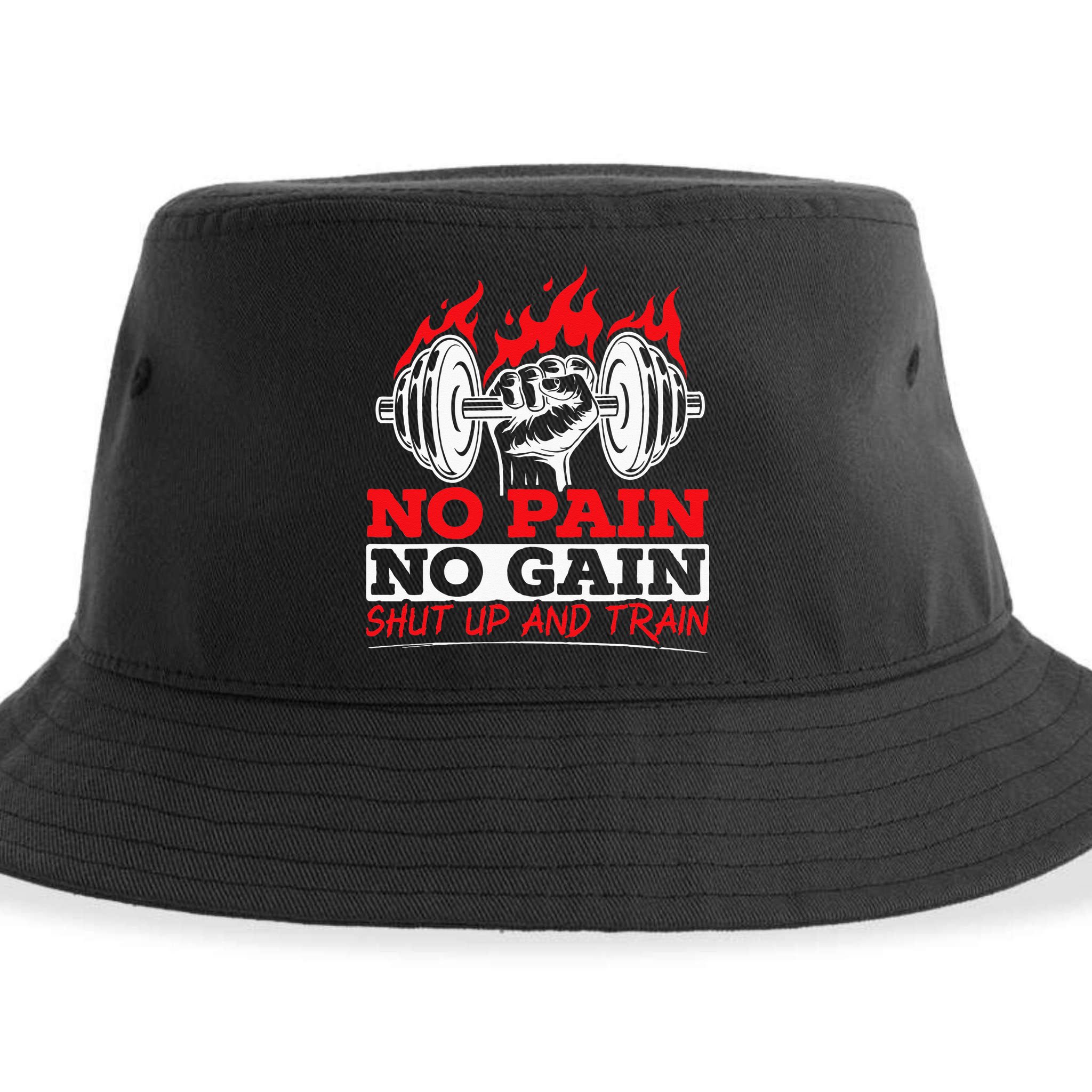All Pain No Gains Gym Weightlifting Bodybuilding Fitness Sustainable Bucket Hat