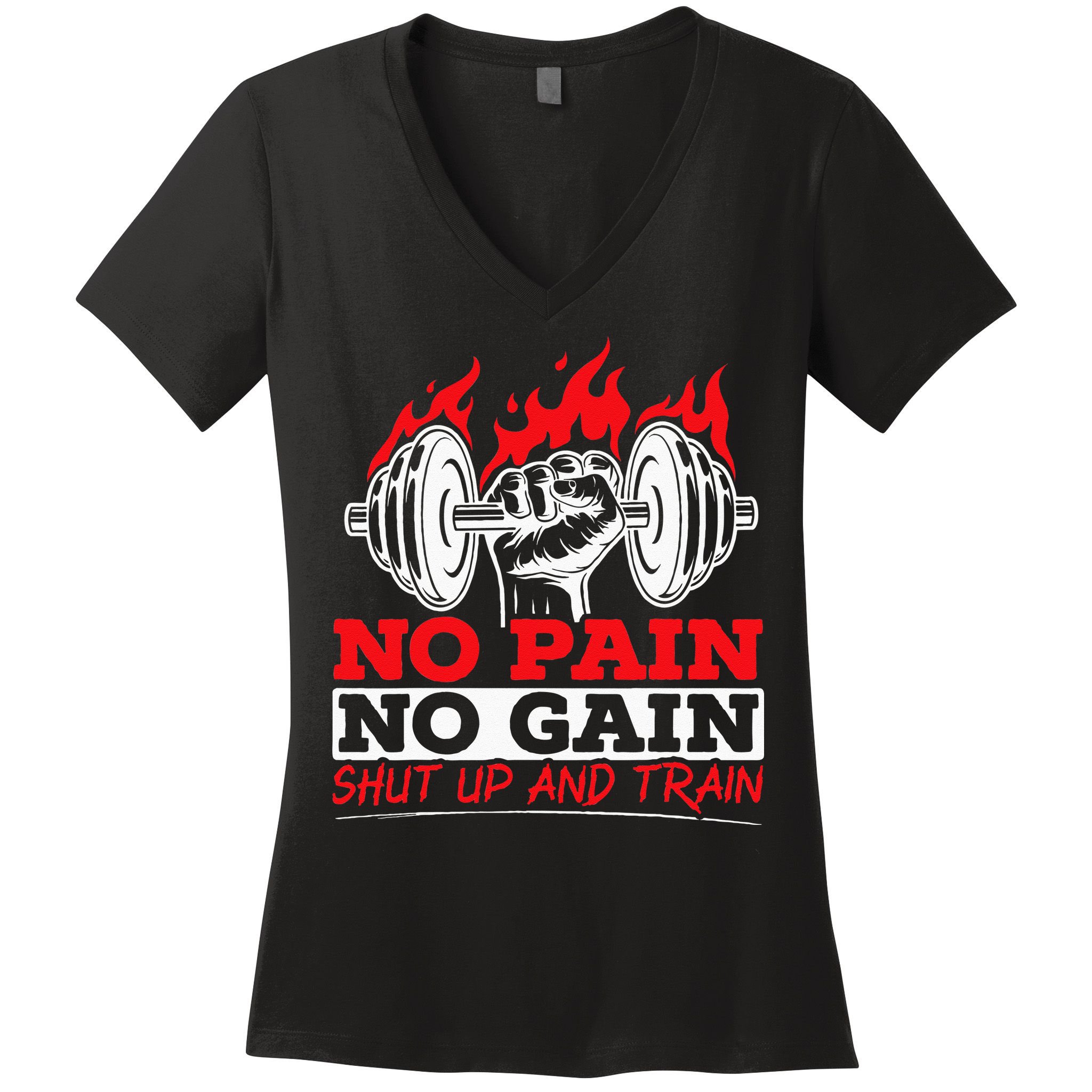All Pain No Gains Gym Weightlifting Bodybuilding Fitness Women's V-Neck T-Shirt