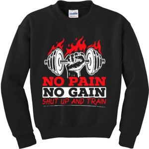 All Pain No Gains Gym Weightlifting Bodybuilding Fitness Kids Sweatshirt