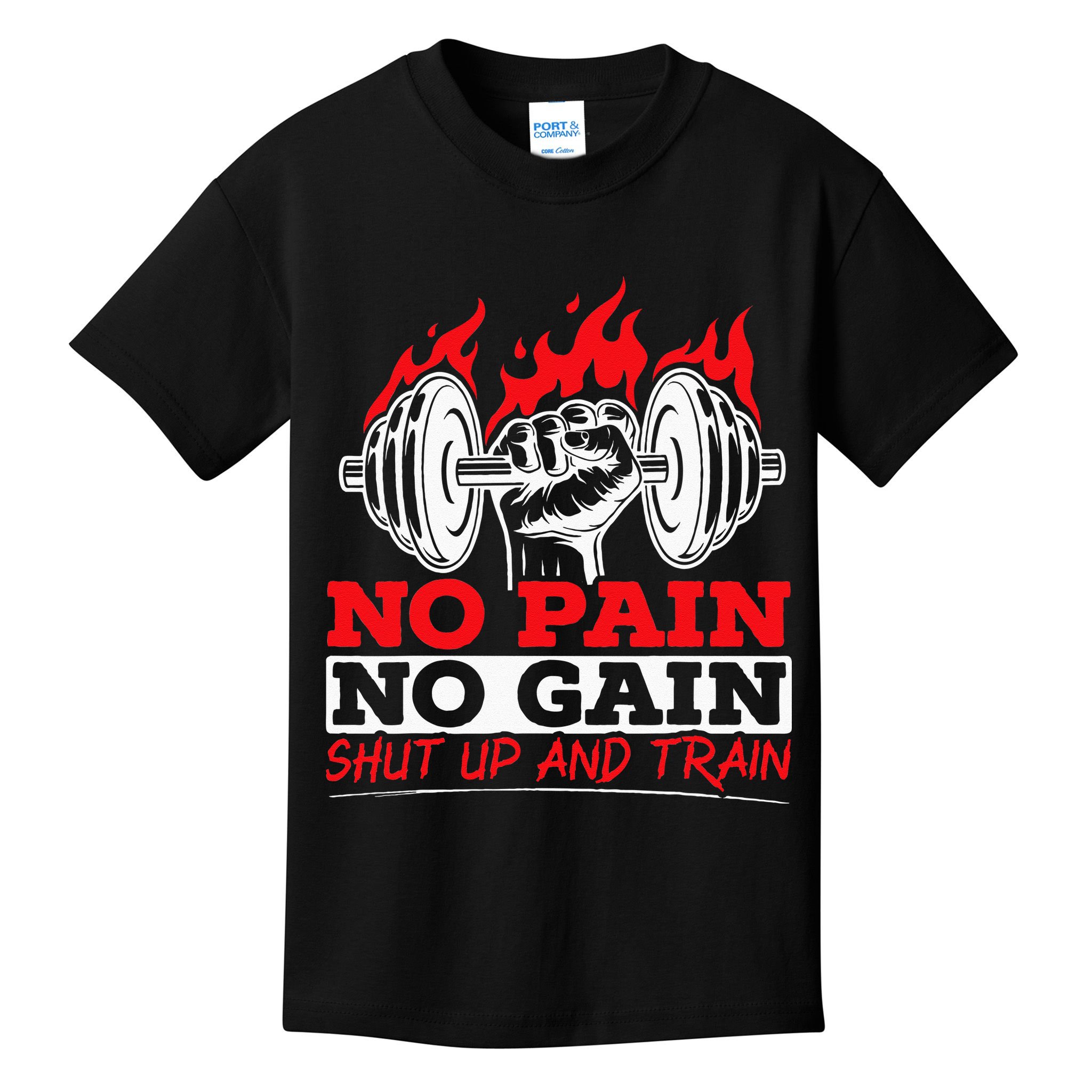All Pain No Gains Gym Weightlifting Bodybuilding Fitness Kids T-Shirt