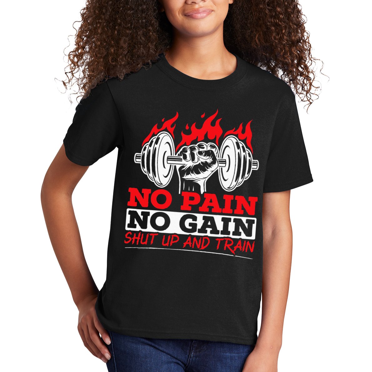 All Pain No Gains Gym Weightlifting Bodybuilding Fitness Kids T-Shirt