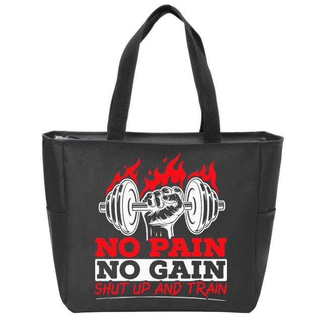 All Pain No Gains Gym Weightlifting Bodybuilding Fitness Zip Tote Bag