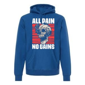 All Pain No Gains Fitness Gym Slogans For Bodybuilders Meaningful Gift Premium Hoodie