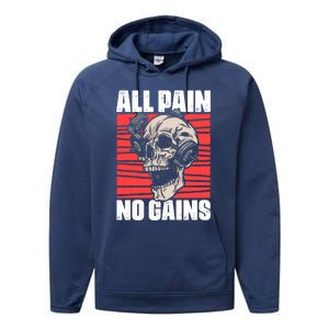 All Pain No Gains Fitness Gym Slogans For Bodybuilders Meaningful Gift Performance Fleece Hoodie