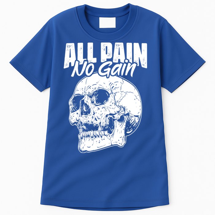 All Pain No Gains Skull Fitness Gym Slogans For Bodybuilders Gift Tall T-Shirt