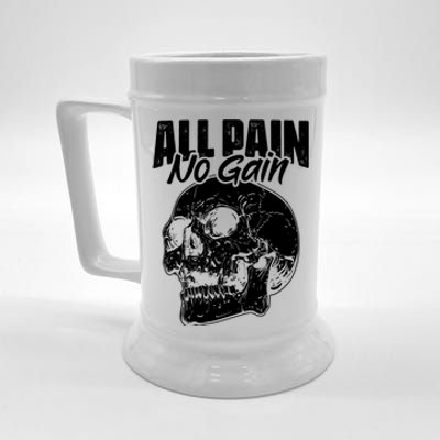 All Pain No Gains Skull Fitness Gym Slogans For Bodybuilders Gift Beer Stein