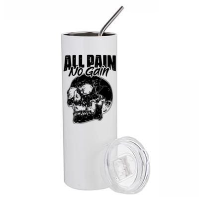 All Pain No Gains Skull Fitness Gym Slogans For Bodybuilders Gift Stainless Steel Tumbler