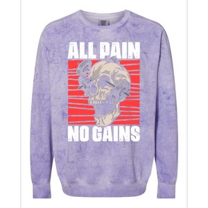 All Pain No Gains Fitness Gym Slogans For Bodybuilders Gift Colorblast Crewneck Sweatshirt