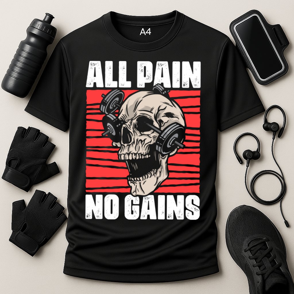 All Pain No Gains Fitness Gym Slogans For Bodybuilders Gift Cooling Performance Crew T-Shirt