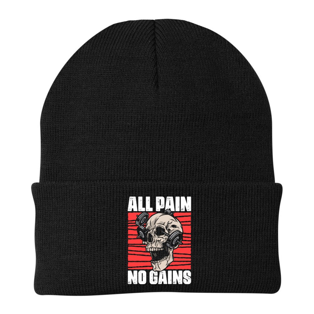 All Pain No Gains Fitness Gym Slogans For Bodybuilders Gift Beanie