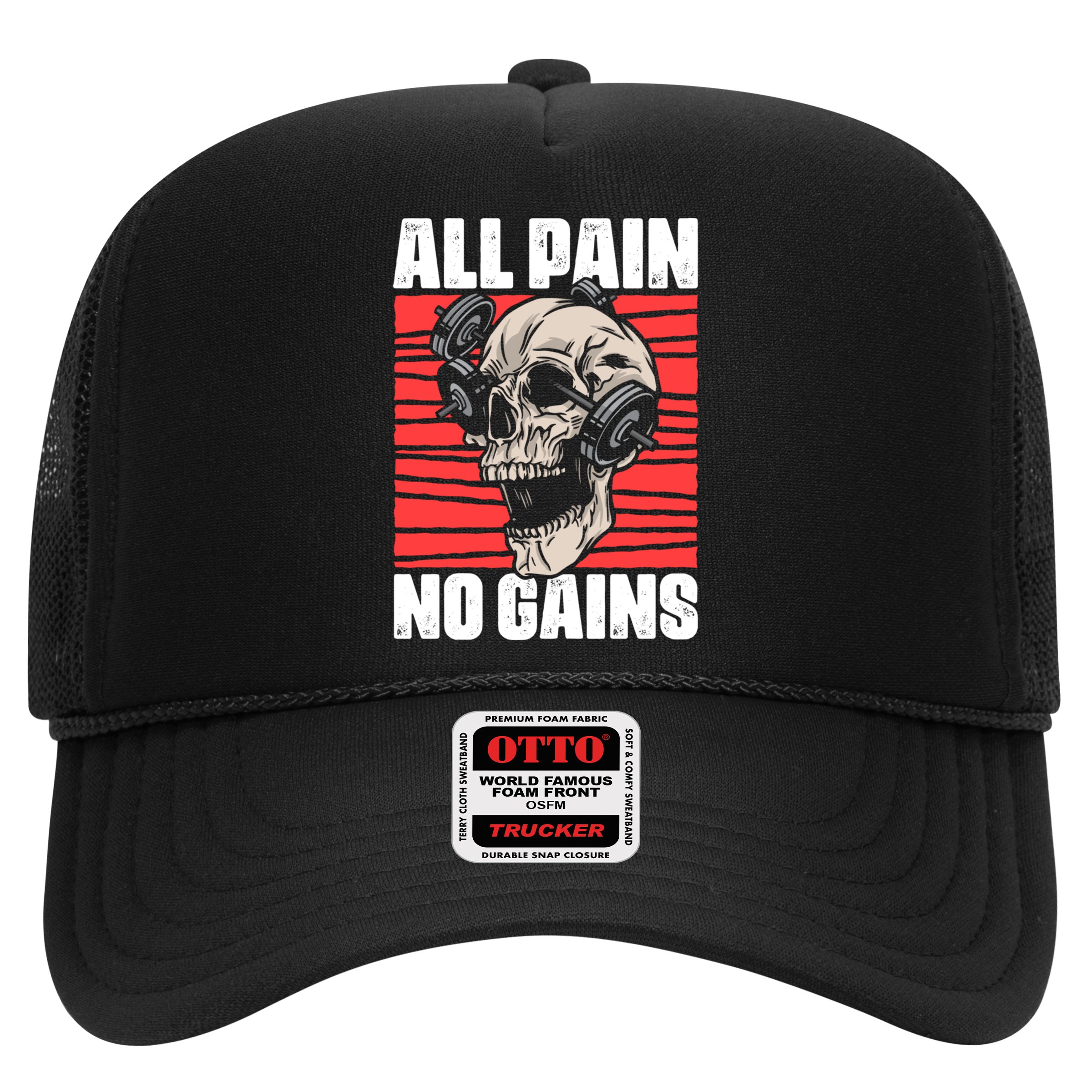 All Pain No Gains Fitness Gym Slogans For Bodybuilders Gift Hat