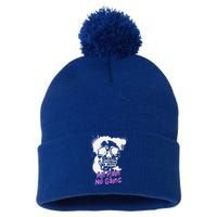 All Pain No Gains Weightlifting Powerlifting Skull Gift Pom Pom 12in Knit Beanie