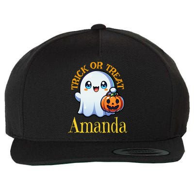 Amanda Personalized Name Cute Ghost Halloween Wool Snapback Cap