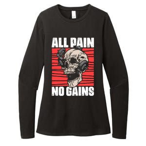 All Pain No Gains Fitness Gym Slogans For Bodybuilders Cute Gift Womens CVC Long Sleeve Shirt