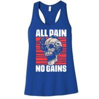 All Pain No Gains Fitness Gym Slogans For Bodybuilders Cute Gift Women's Racerback Tank