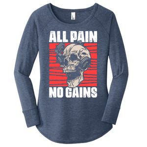 All Pain No Gains Fitness Gym Slogans For Bodybuilders Cute Gift Women's Perfect Tri Tunic Long Sleeve Shirt