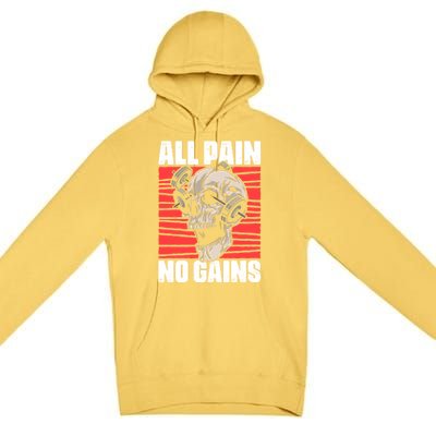 All Pain No Gains Fitness Gym Slogans For Bodybuilders Cute Gift Premium Pullover Hoodie