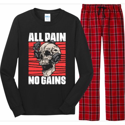 All Pain No Gains Fitness Gym Slogans For Bodybuilders Cute Gift Long Sleeve Pajama Set