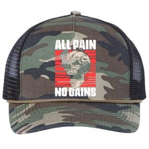 All Pain No Gains Fitness Gym Slogans For Bodybuilders Cute Gift Retro Rope Trucker Hat Cap