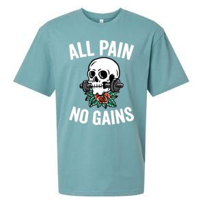 All Pain No Gains Funny Gym Fitness Workout Bodybuilding Gift Sueded Cloud Jersey T-Shirt