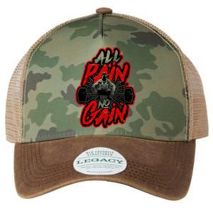 All Pain No Gain Gift Gym Workout Weight And Barbell Gift Legacy Tie Dye Trucker Hat