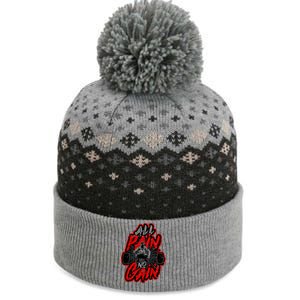 All Pain No Gain Gift Gym Workout Weight And Barbell Gift The Baniff Cuffed Pom Beanie