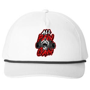 All Pain No Gain Gift Gym Workout Weight And Barbell Gift Snapback Five-Panel Rope Hat