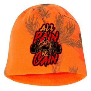 All Pain No Gain Gift Gym Workout Weight And Barbell Gift Kati - Camo Knit Beanie