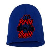 All Pain No Gain Gift Gym Workout Weight And Barbell Gift Short Acrylic Beanie