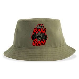 All Pain No Gain Gift Gym Workout Weight And Barbell Gift Sustainable Bucket Hat