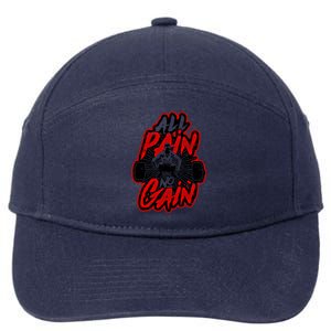 All Pain No Gain Gift Gym Workout Weight And Barbell Gift 7-Panel Snapback Hat