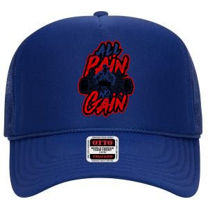 All Pain No Gain Gift Gym Workout Weight And Barbell Gift High Crown Mesh Back Trucker Hat