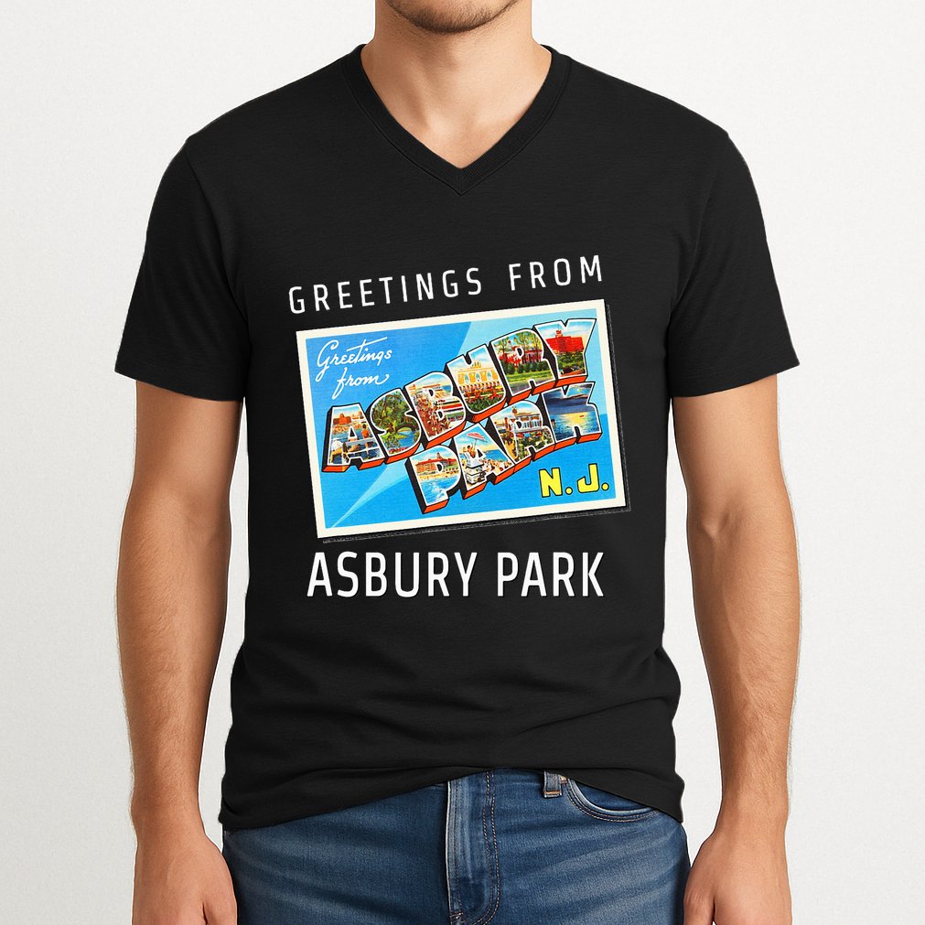 Asbury Park New Jersey Nj Travel Souvenir Gift Postcard V-Neck T-Shirt