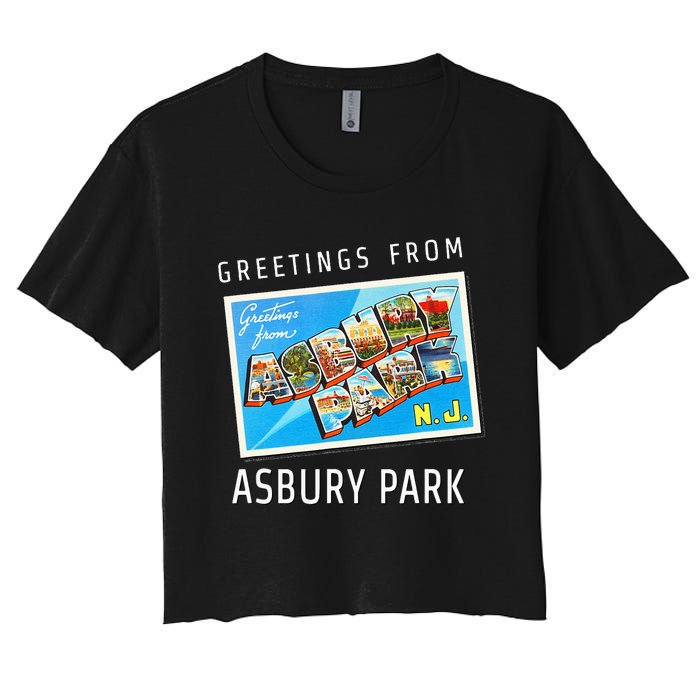 Asbury Park New Jersey Nj Travel Souvenir Gift Postcard Women's Crop Top Tee