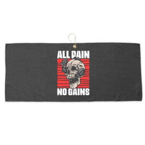 All Pain No Gains Fitness Gym Slogans For Bodybuilders Gift Large Microfiber Waffle Golf Towel