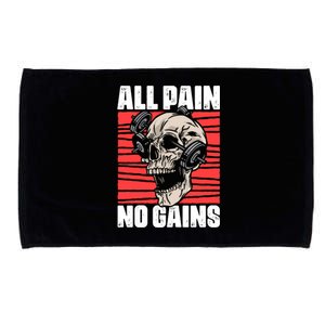 All Pain No Gains Fitness Gym Slogans For Bodybuilders Gift Microfiber Hand Towel