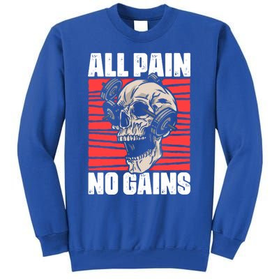 All Pain No Gains Fitness Gym Slogans For Bodybuilders Gift Tall Sweatshirt