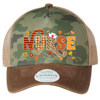 Autumn Pumpkin Nurse Life Retro Fall Thanksgiving Gift Legacy Tie Dye Trucker Hat