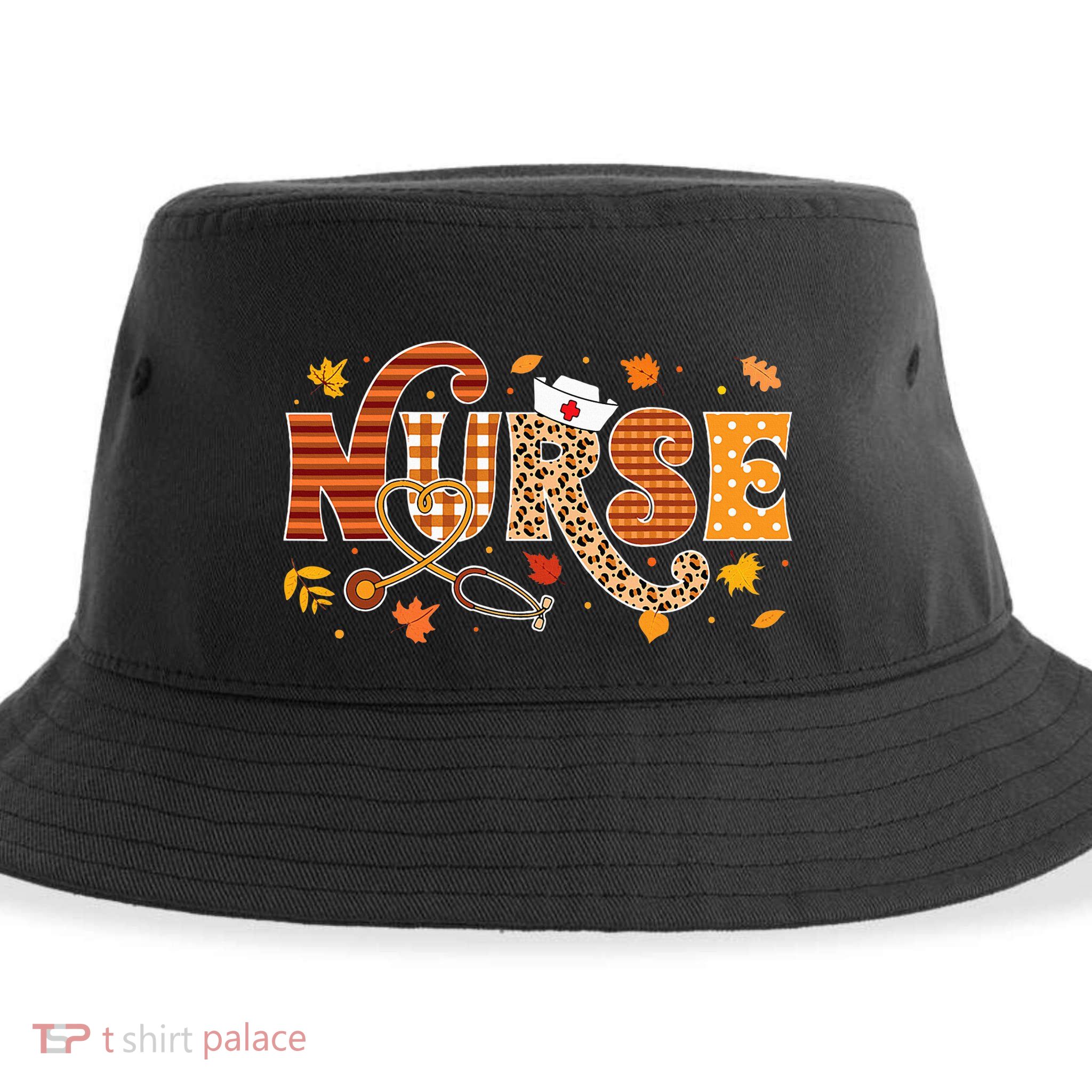 Autumn Pumpkin Nurse Life Retro Fall Thanksgiving Gift Sustainable Bucket Hat
