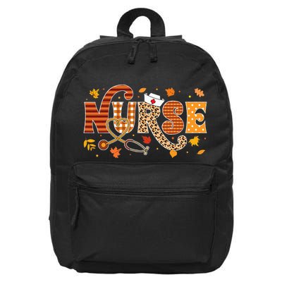 Autumn Pumpkin Nurse Life Retro Fall Thanksgiving Gift 16 in Basic Backpack