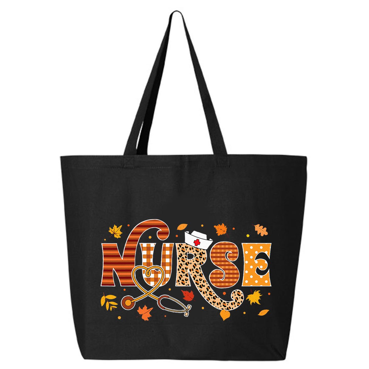 Autumn Pumpkin Nurse Life Retro Fall Thanksgiving Gift 25L Jumbo Tote