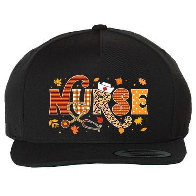 Autumn Pumpkin Nurse Life Retro Fall Thanksgiving Gift Wool Snapback Cap