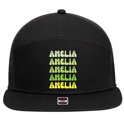 Amelia Personal Name Cute Gift 7 Panel Mesh Trucker Snapback Hat