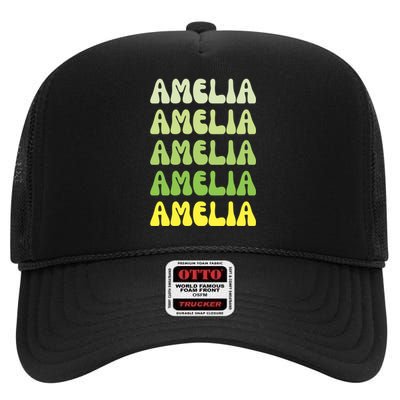 Amelia Personal Name Cute Gift High Crown Mesh Back Trucker Hat