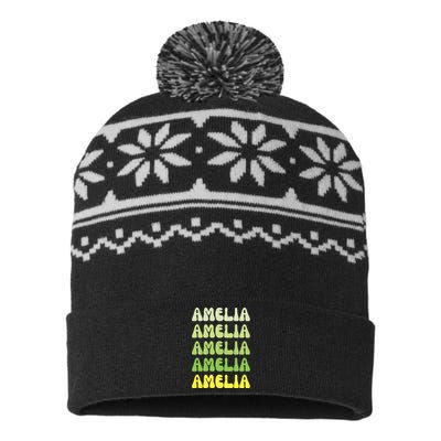 Amelia Personal Name Cute Gift USA-Made Snowflake Beanie