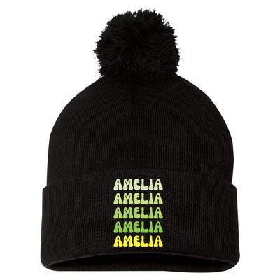 Amelia Personal Name Cute Gift Pom Pom 12in Knit Beanie